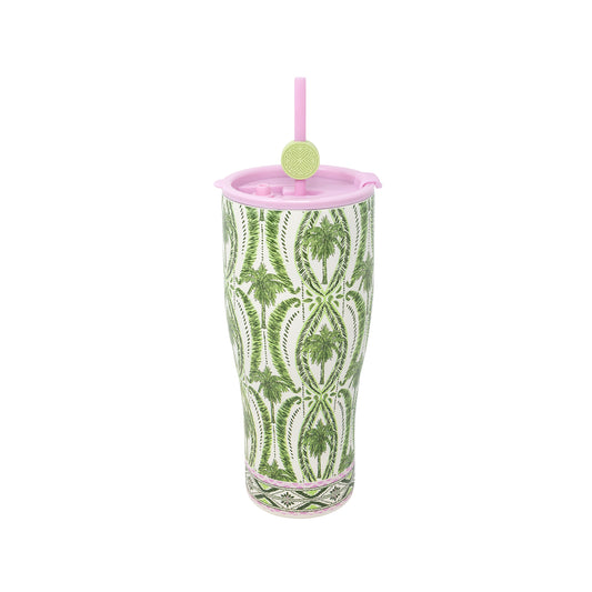 Lilly Pulitzer - Tumbler With Straw - Stainless Steel - Textured Palm