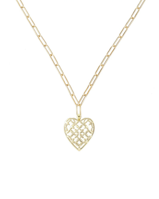 Natalie Wood -Adorned Heart Pendant Necklace in Gold