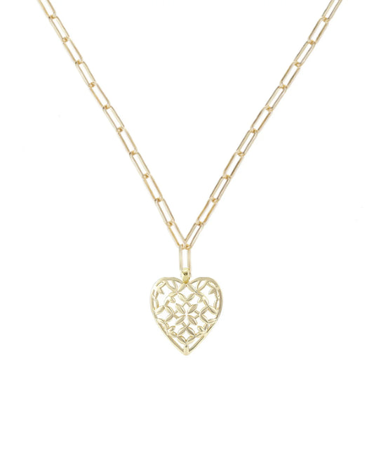 Natalie Wood - Adorned Heart Pendant Necklace in Gold - Findlay Rowe Designs