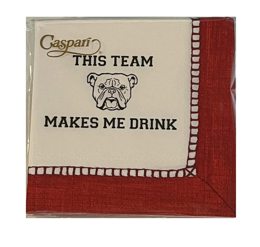 Caspari - Cocktail Napkins - Bulldog - This Team Makes Me Drink