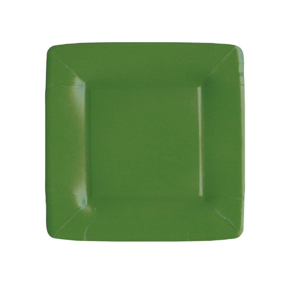 Caspari - Salad & Dessert Plates - Grosgrain Square Hunter Green