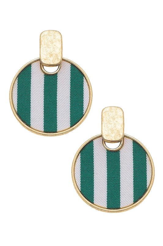 Cabana Stripes Disc Earrings in Green