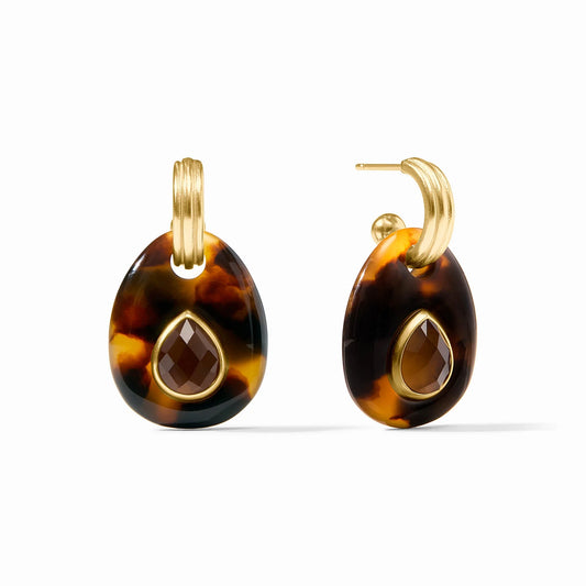 Julie Vos - Earring - Carnaby Hoop and Charm - Tortoiseshell