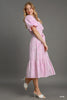 mgee - Top - Lined V-Neck Eyelet Top Flutter Sleeves - Pink