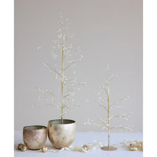Tree - Gilded Iron - Acrylic Pearls Glitter Base 19in or 24in - Findlay Rowe Designs