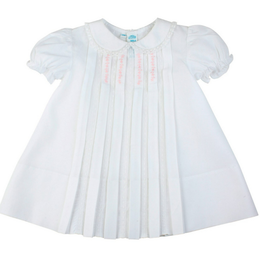 Feltman Brothers- 3o White Lace Inlay Pleated Dress