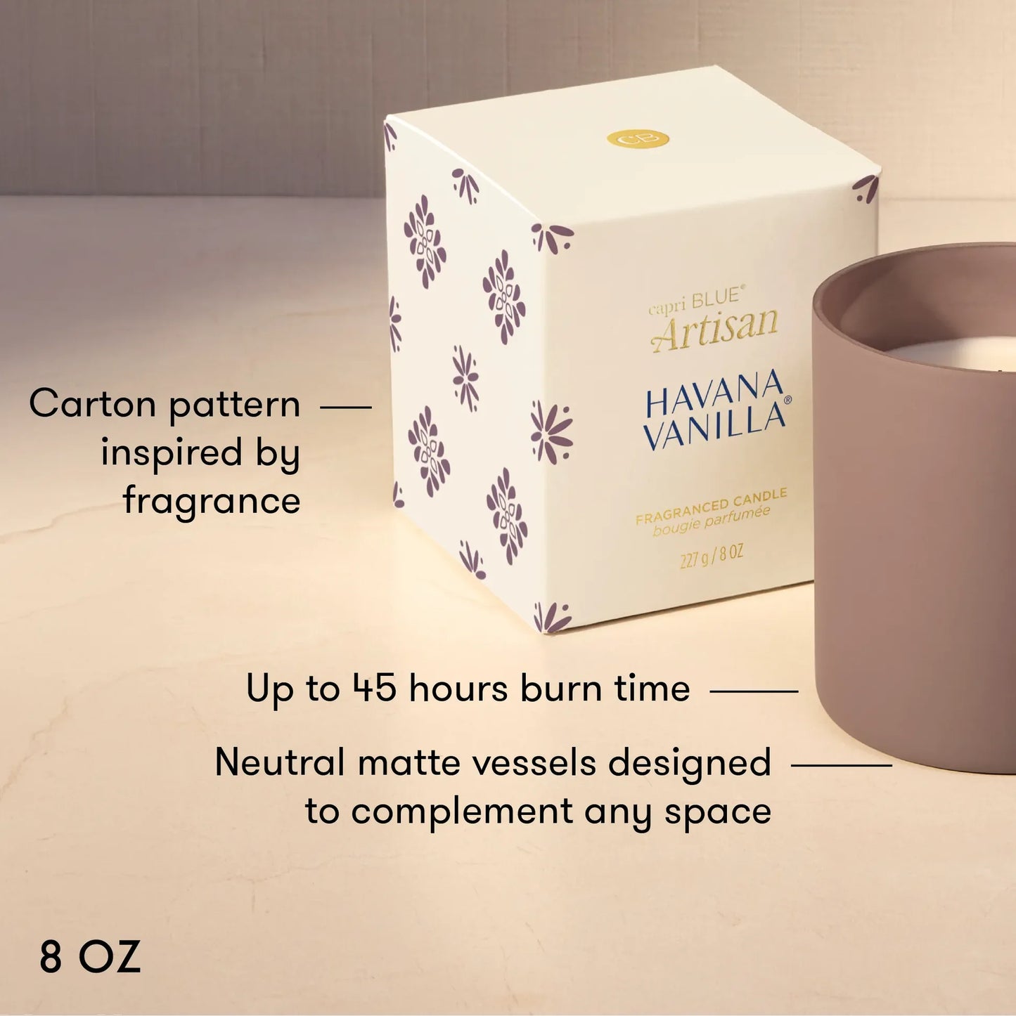 Capri Blue -  Boxed Tumbler Candle 8oz - Havana Vanilla Terrazza Velluto - Findlay Rowe Designs