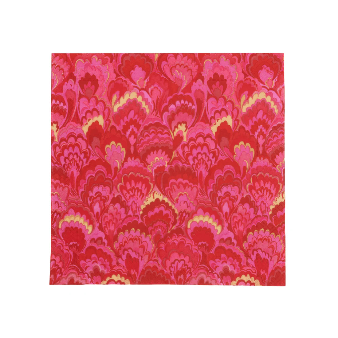 Caspari - Cocktail Napkins - Marbled Ceramica Red & Fuchsia