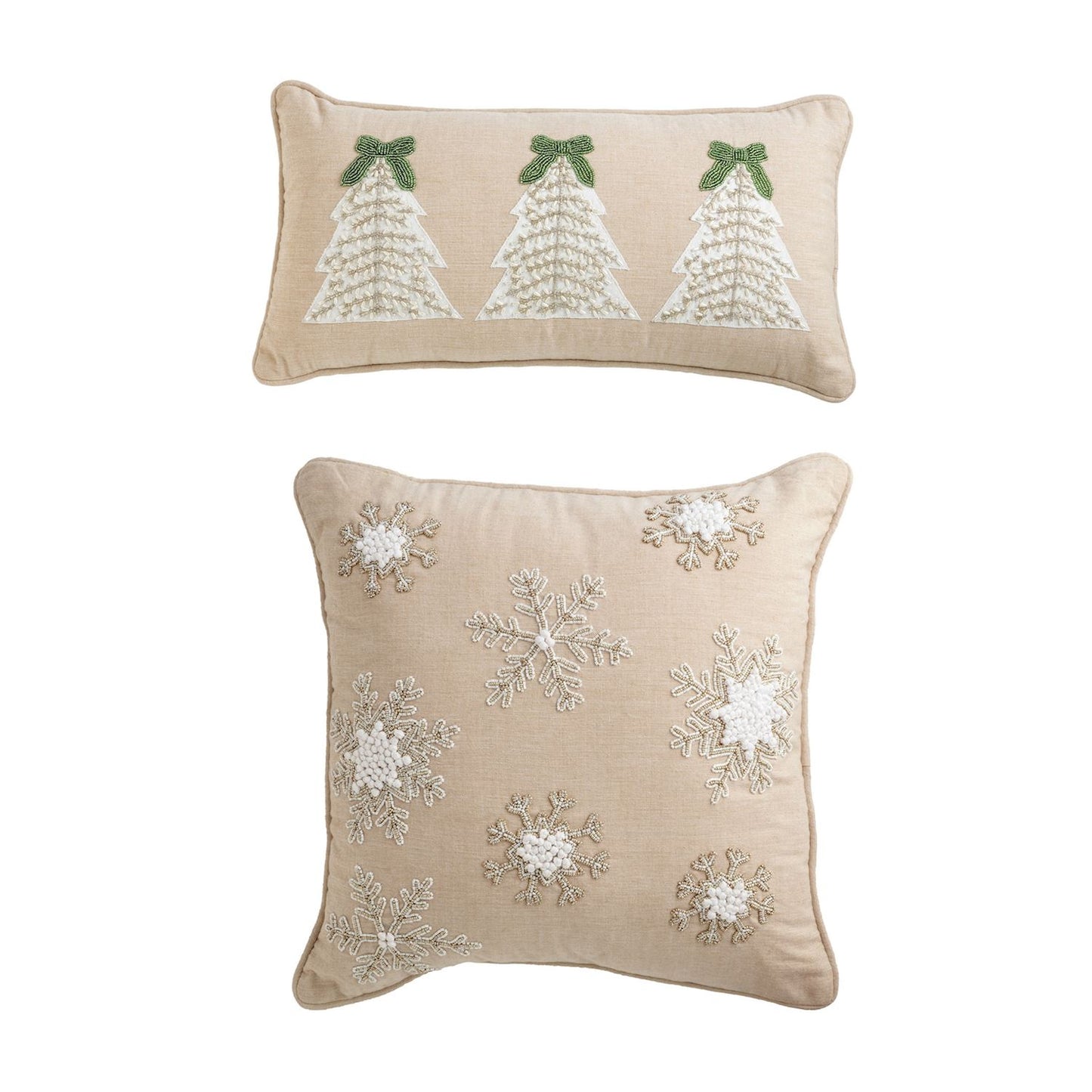 Mud Pie - Pillow - Beaded - White Christmas - Findlay Rowe Designs