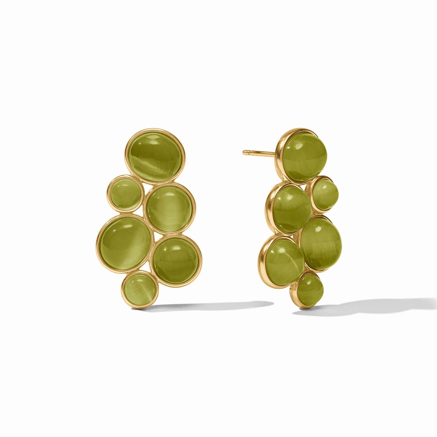 Julie Vos - Earrings - Cobblestone Statement - Green Cat's Eye