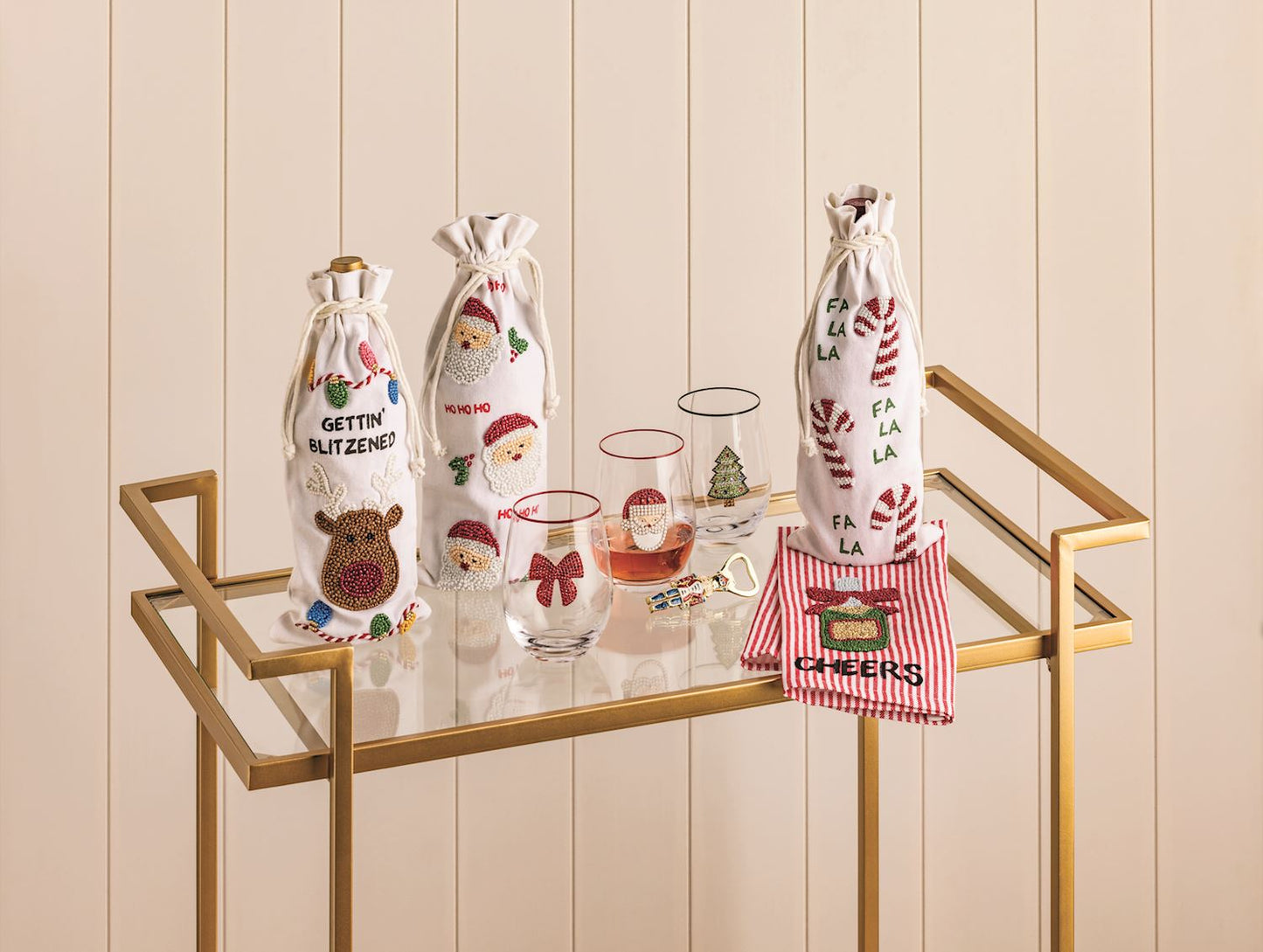 Mudpie - Cloth Towel - Beaded Christmas Bar