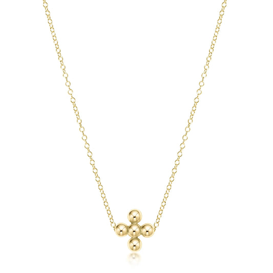 Enewton - 16in Necklace Gold - Classic Beaded Signature Cross Gold - 4mm Bead - Findlay Rowe Designs