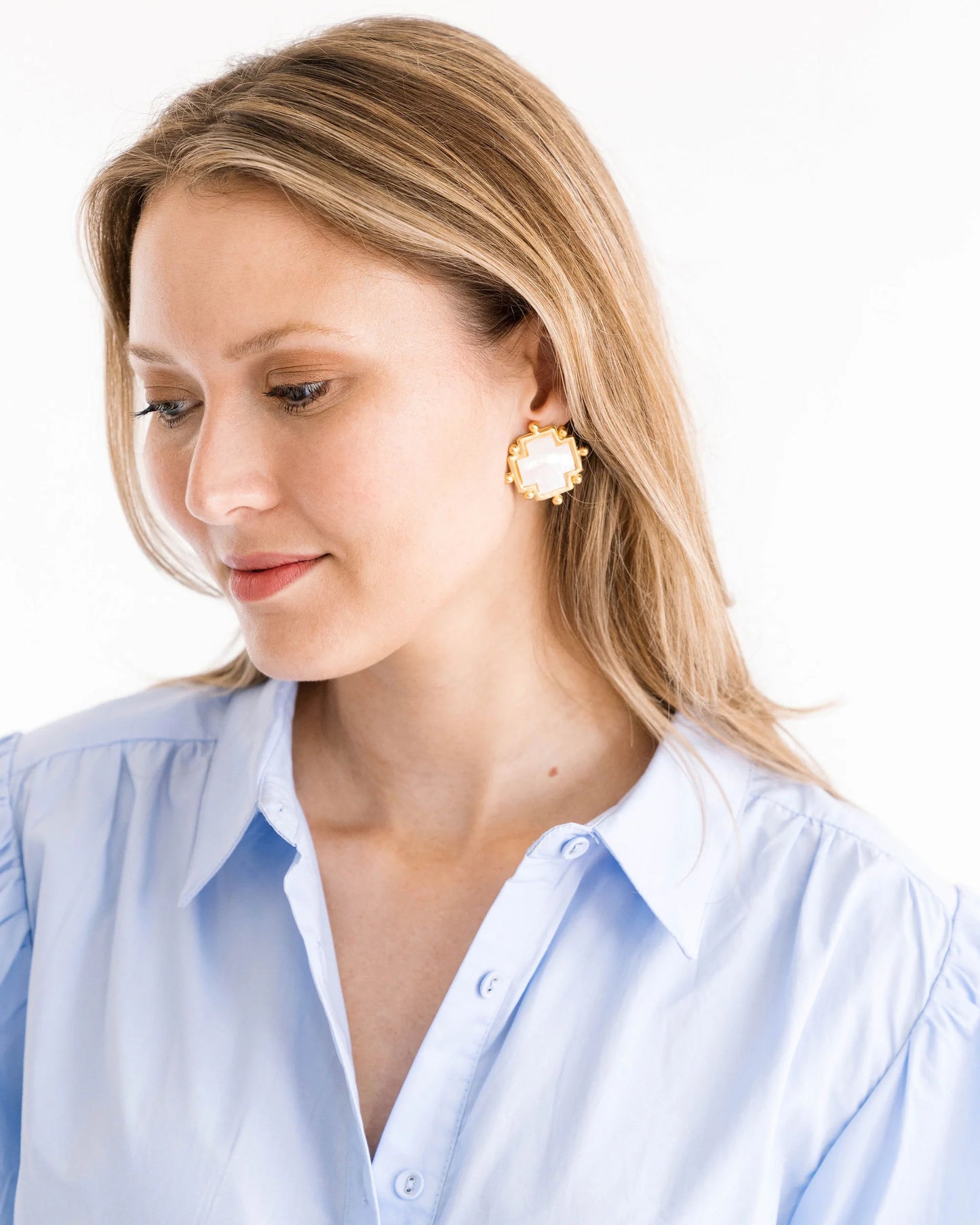 Susan Shaw - Earring - Mother of Pearl Cross Studs - Findlay Rowe Designs