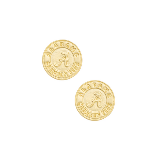 Canvas - Earring - 24K Stamped Circle Logo Stud - Alabama Crimson Tide - Findlay Rowe Designs