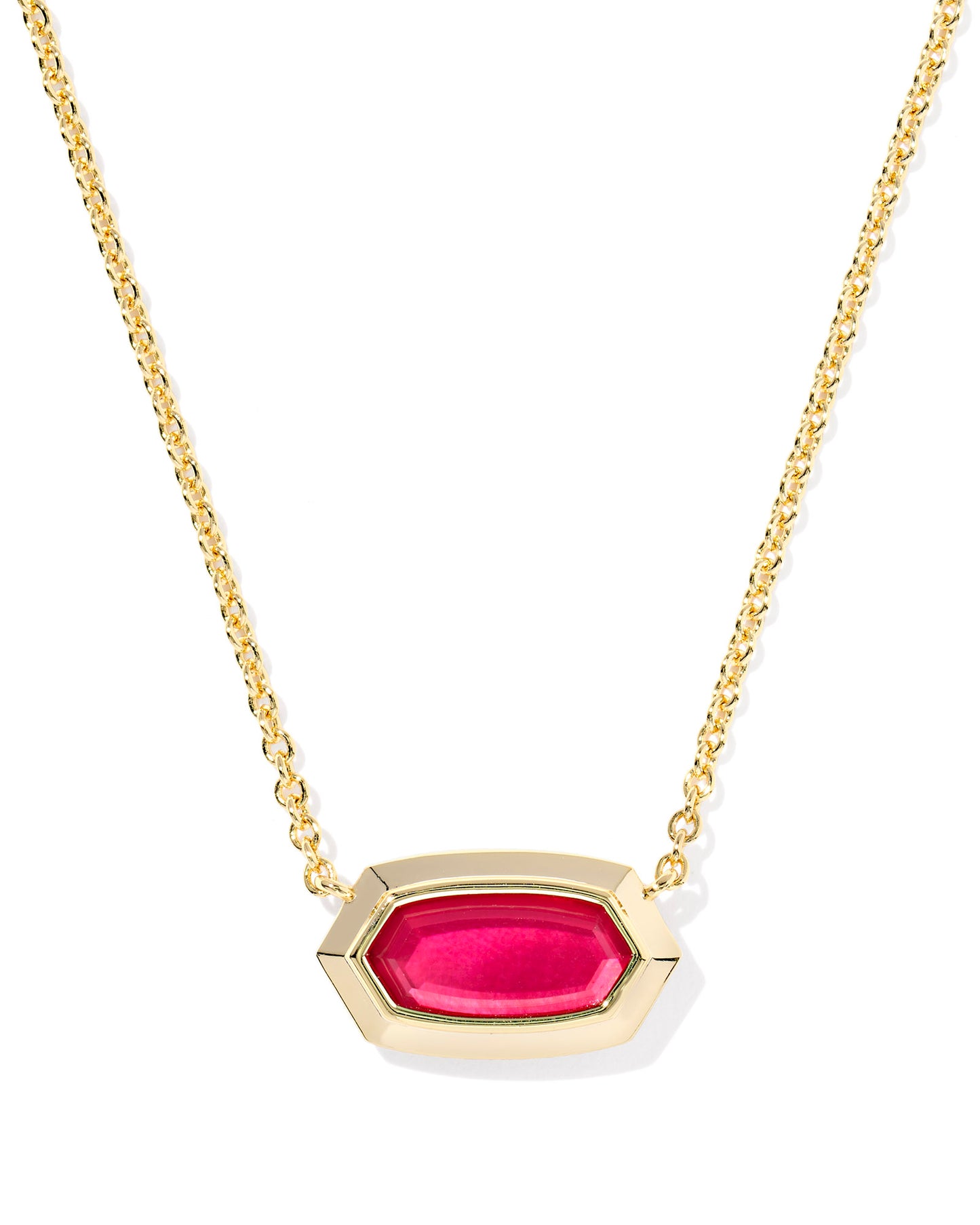 Kendra Scott - Necklace - Elisa Bezel Short Pendant - Gold Carmine Red Illusion
