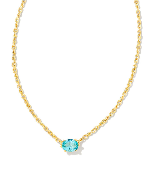 Kendra Scott - Necklace - Cailin Gold Pendant - Aqua Crystal - Findlay Rowe Designs