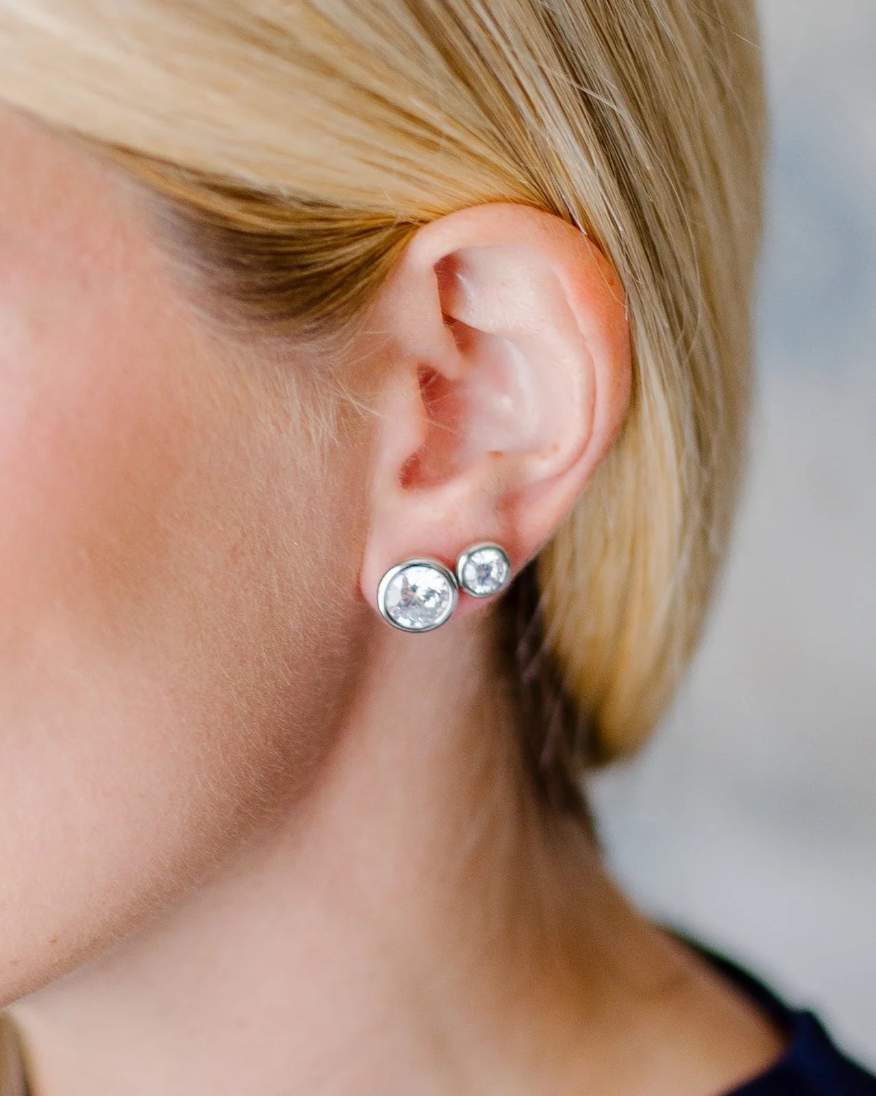 Lisi Lerch - Earring - Large Bezel Stud Earrings – Silver