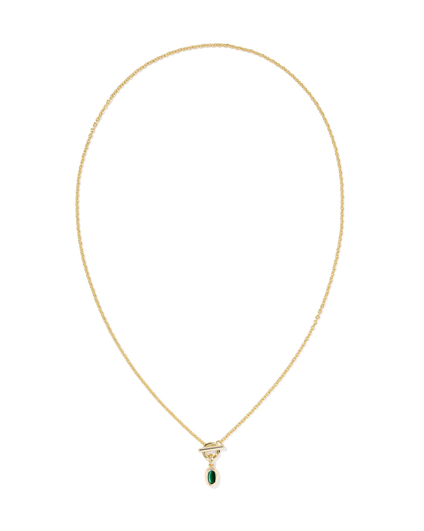 Kendra Scott - Necklace - Mini Elisa Toggle Short Pendant - Gold Green Tigers Eye