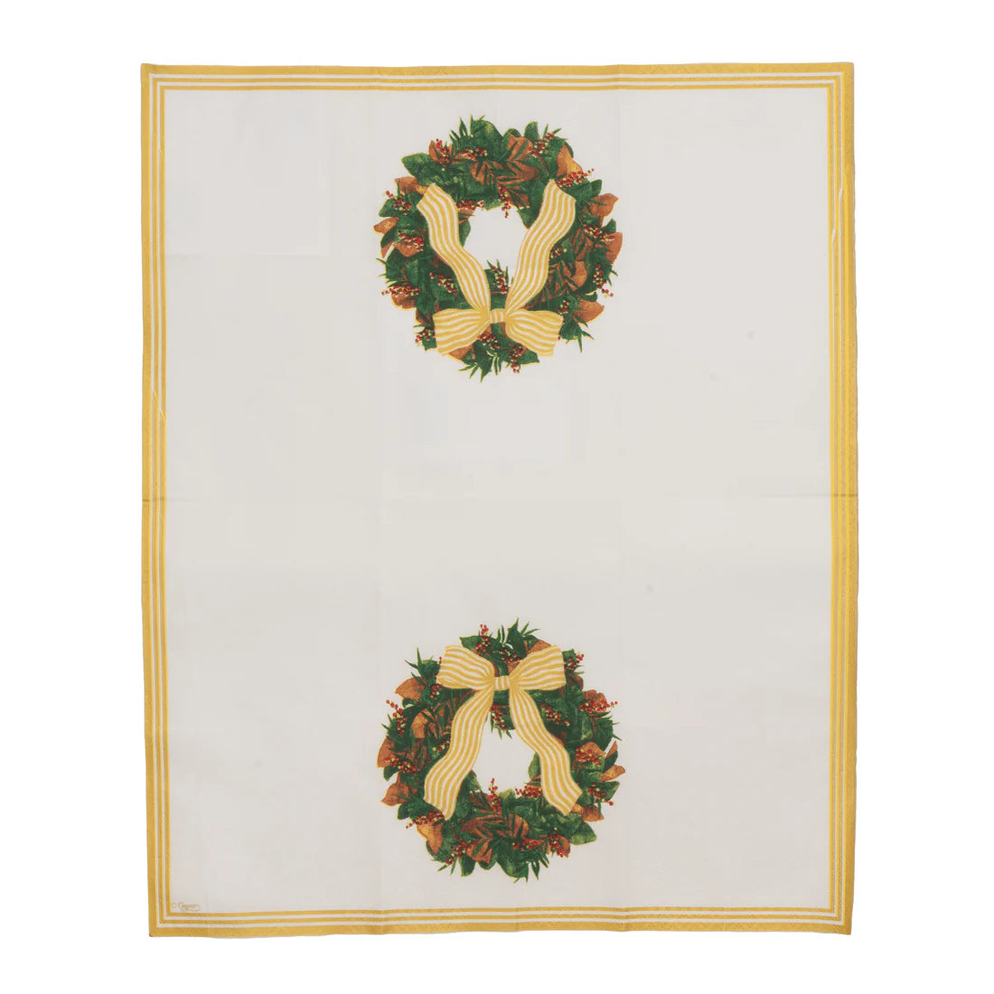 Caspari - Guest Towel Napkins - Magnolia Wreath