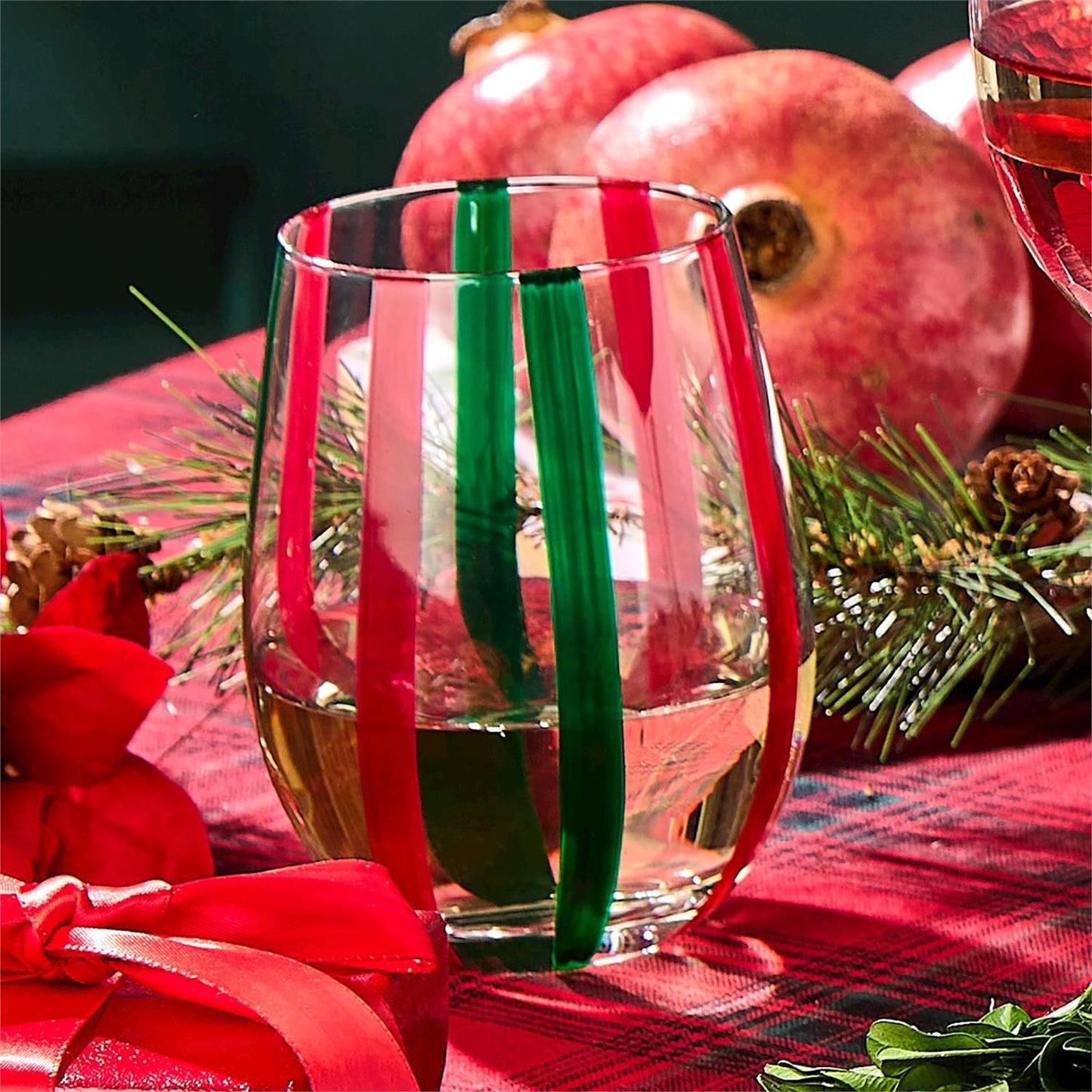 Stemless Wine - Holiday Cheer Striped - Findlay Rowe Designs