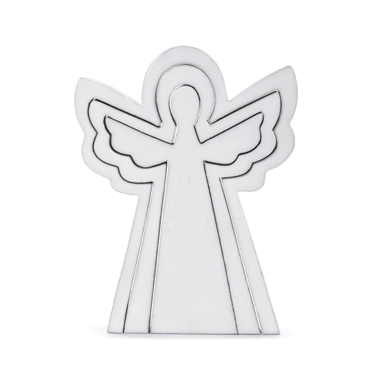 Nesting Angel Figures - White Enamel Wood - 6x8in