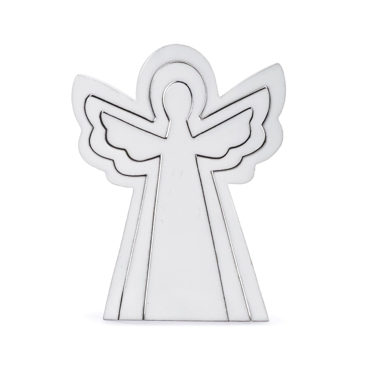 Nesting Angel Figures - White Enamel Wood - 6x8in