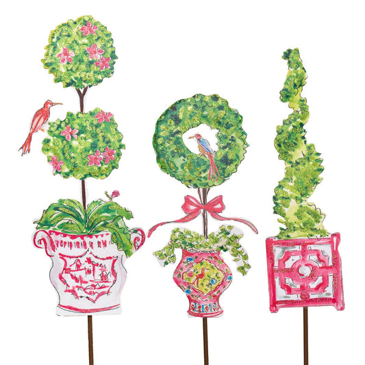 Rosanne Beck - Stake - Pink Boxwood Pots - Findlay Rowe Designs
