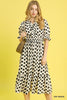 Umgee - Dress - Polka Dot Ruffle Smocked Midi - Black Off White - Findlay Rowe Designs
