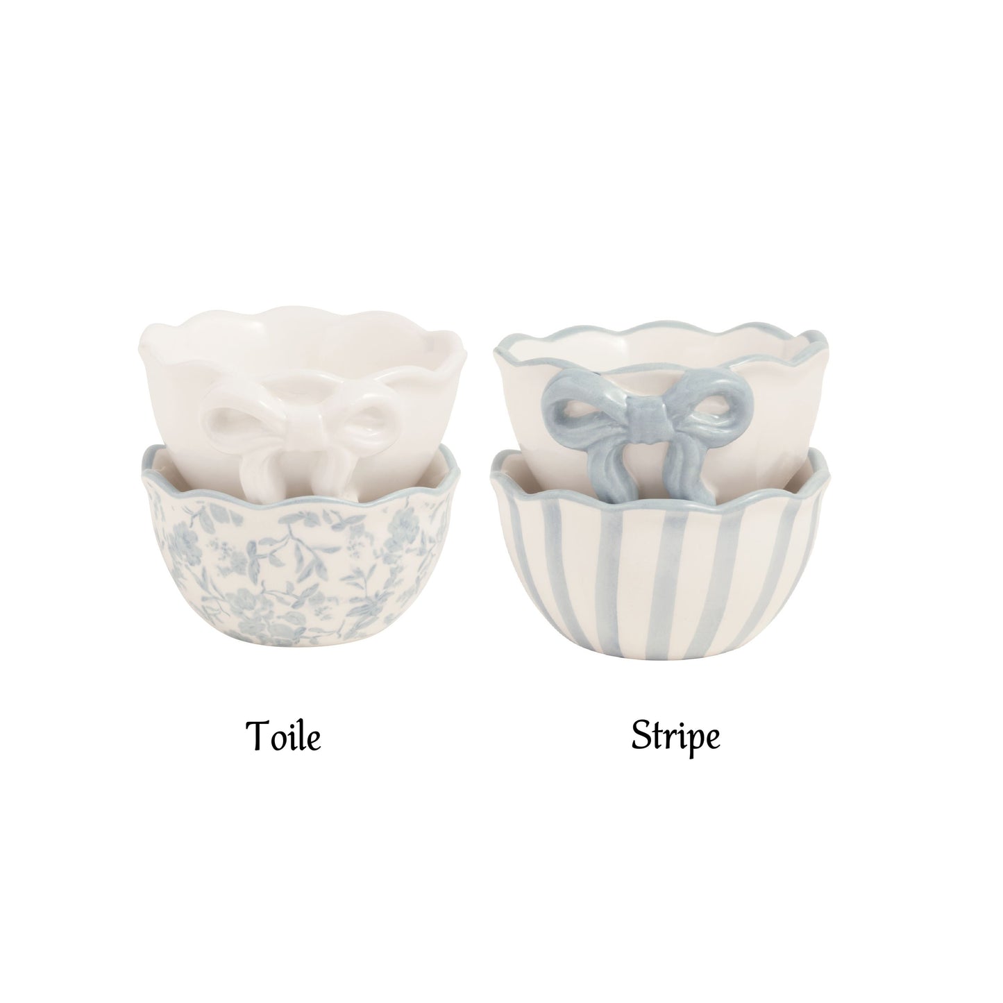 Mud Pie - Tidbit Bowls - Toile or Stripe - Set of 2