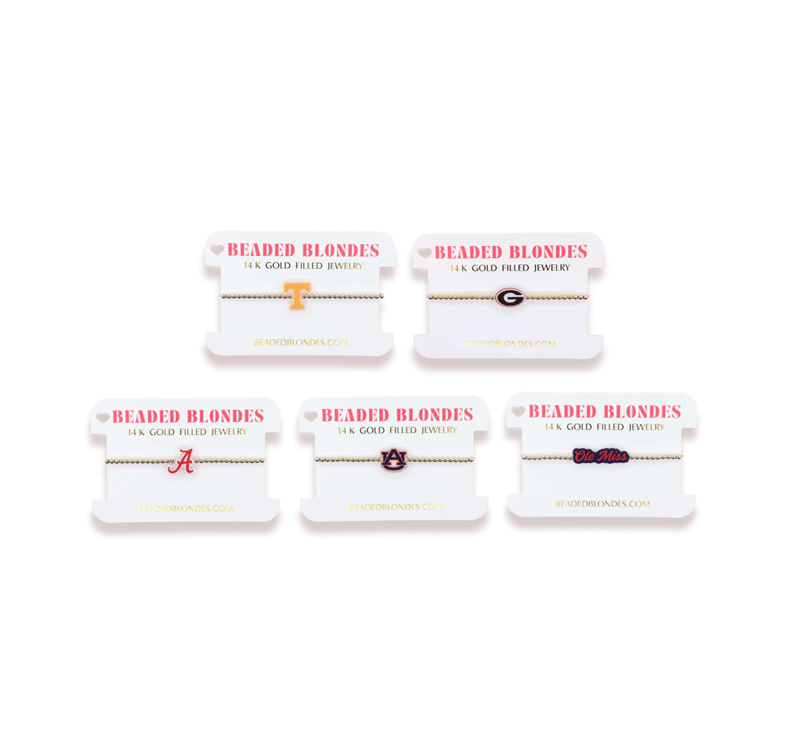 Beaded Blondes - Bracelet - Collegiate Charm - On Gold - Findlay Rowe Designs