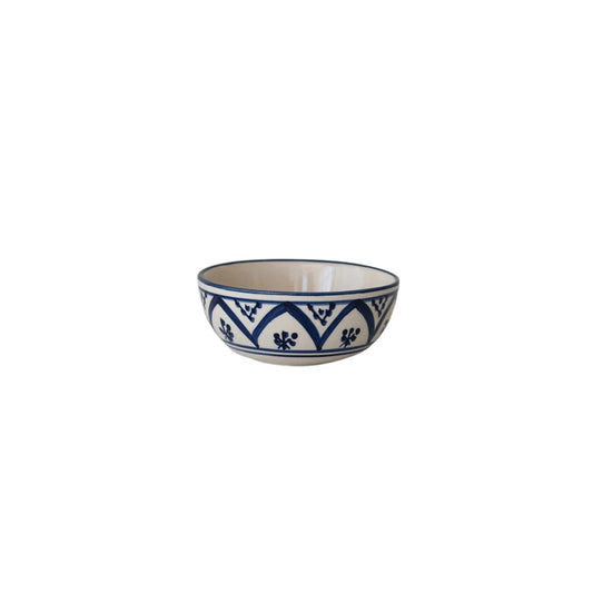Bowl - Hand-Painted Stoneware - 4in Blue Cream - Findlay Rowe Designs
