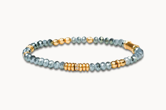 Spartina- 4mm Stretch Bracelet in Grey Blue