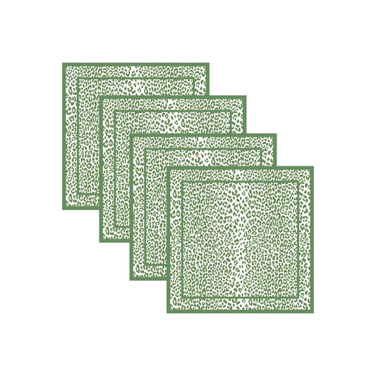 Beatriz Ball - Napkins -  Leopard 20 x 20 - Green and White Set 4 - Findlay Rowe Designs