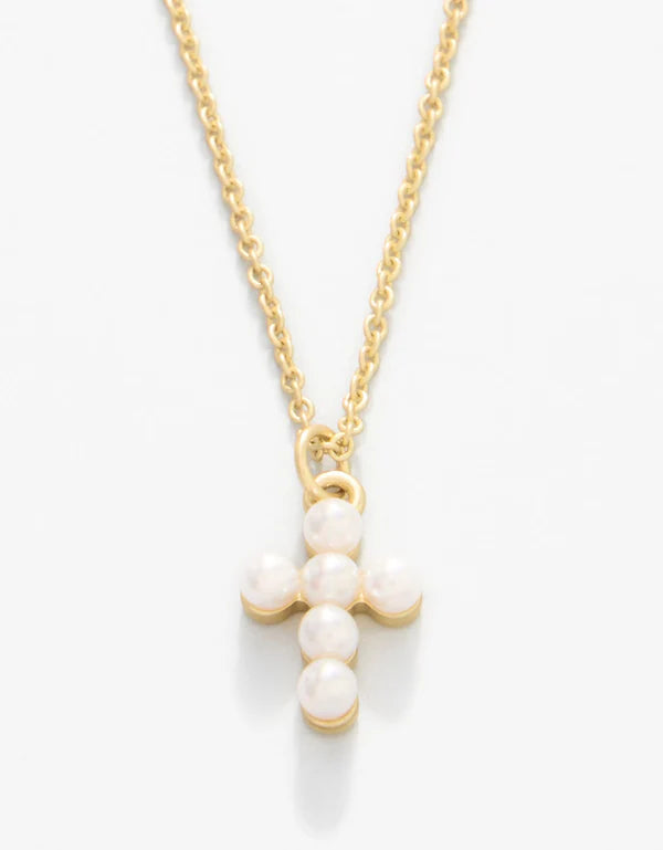 Spartina - Necklace - Sea La Vie Faith-Pearl Cross - Gold - Findlay Rowe Designs