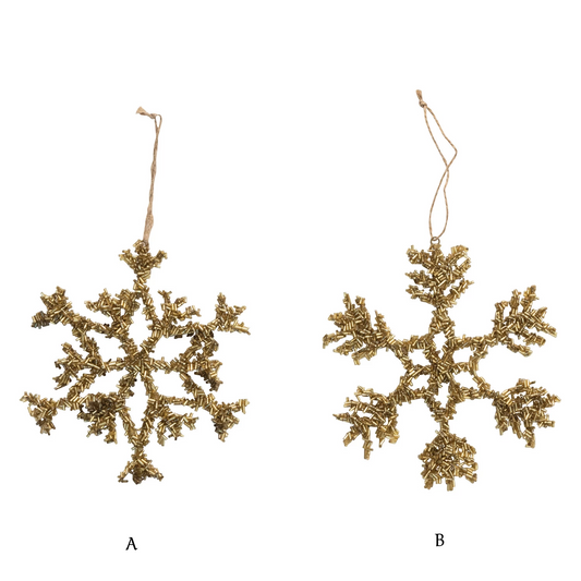 Ornament - Beaded Snowflake - Gold