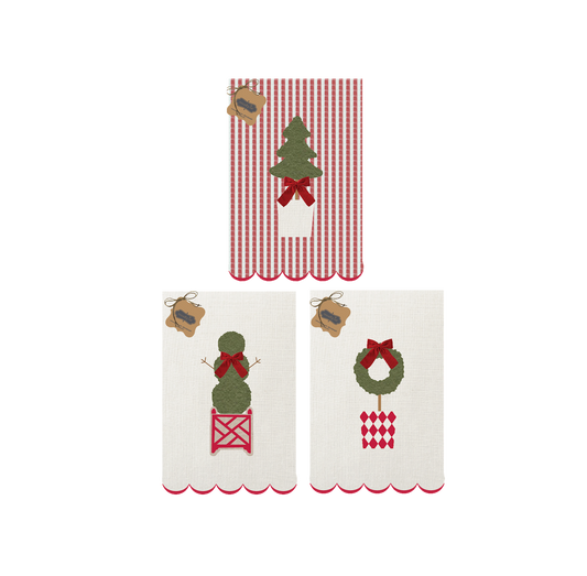 Mud Pie - Tea Towel - Embroidered - Christmas Topiary - Findlay Rowe Designs