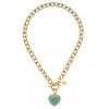 SUSAN SHAW - Stone Heart Toggle Necklace - GREEN JADE