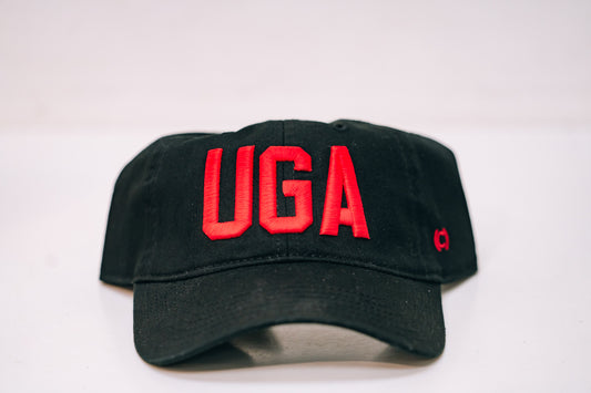 Black Cotton Dad Hat with Red Embroidered UGA - Findlay Rowe Designs