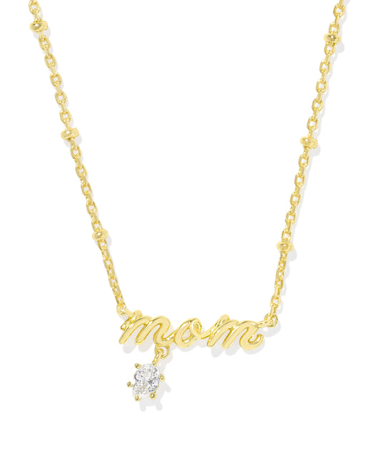 Kendra Scott - Necklace - Mom Gold Crystal Short Pendant - White CZ - Findlay Rowe Designs