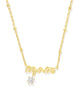 Kendra Scott - Necklace - Mom Gold Crystal Short Pendant - White CZ