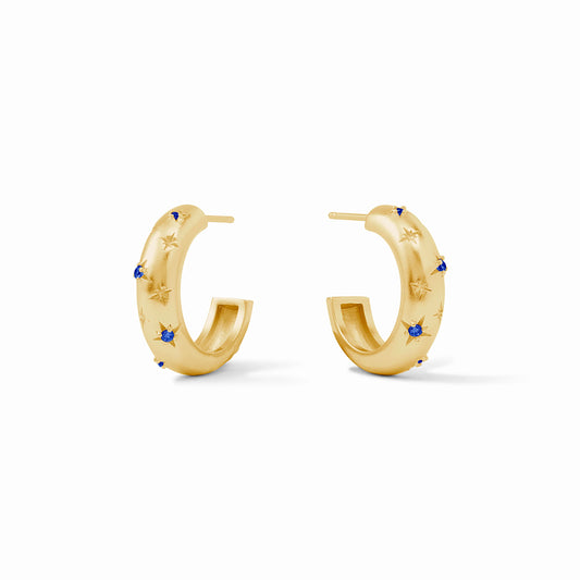 Julie Vos - Luna Stone Hoop Earring - Sapphire Blue CZ - Findlay Rowe Designs