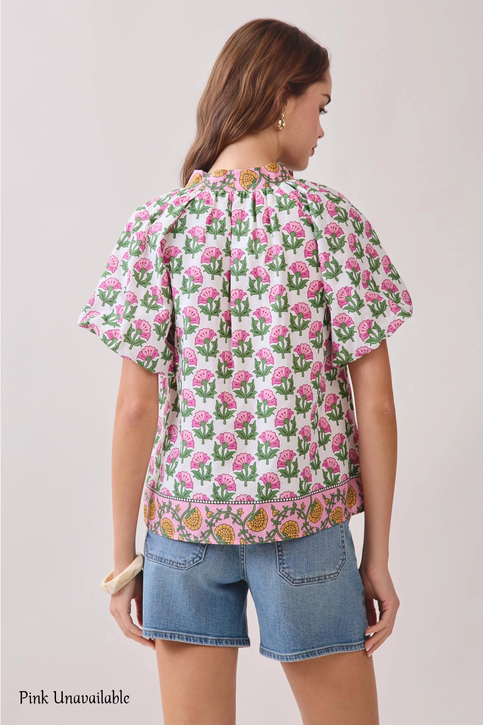 Top - Midi Flutter Sleeve - Blue Floral - Findlay Rowe Designs