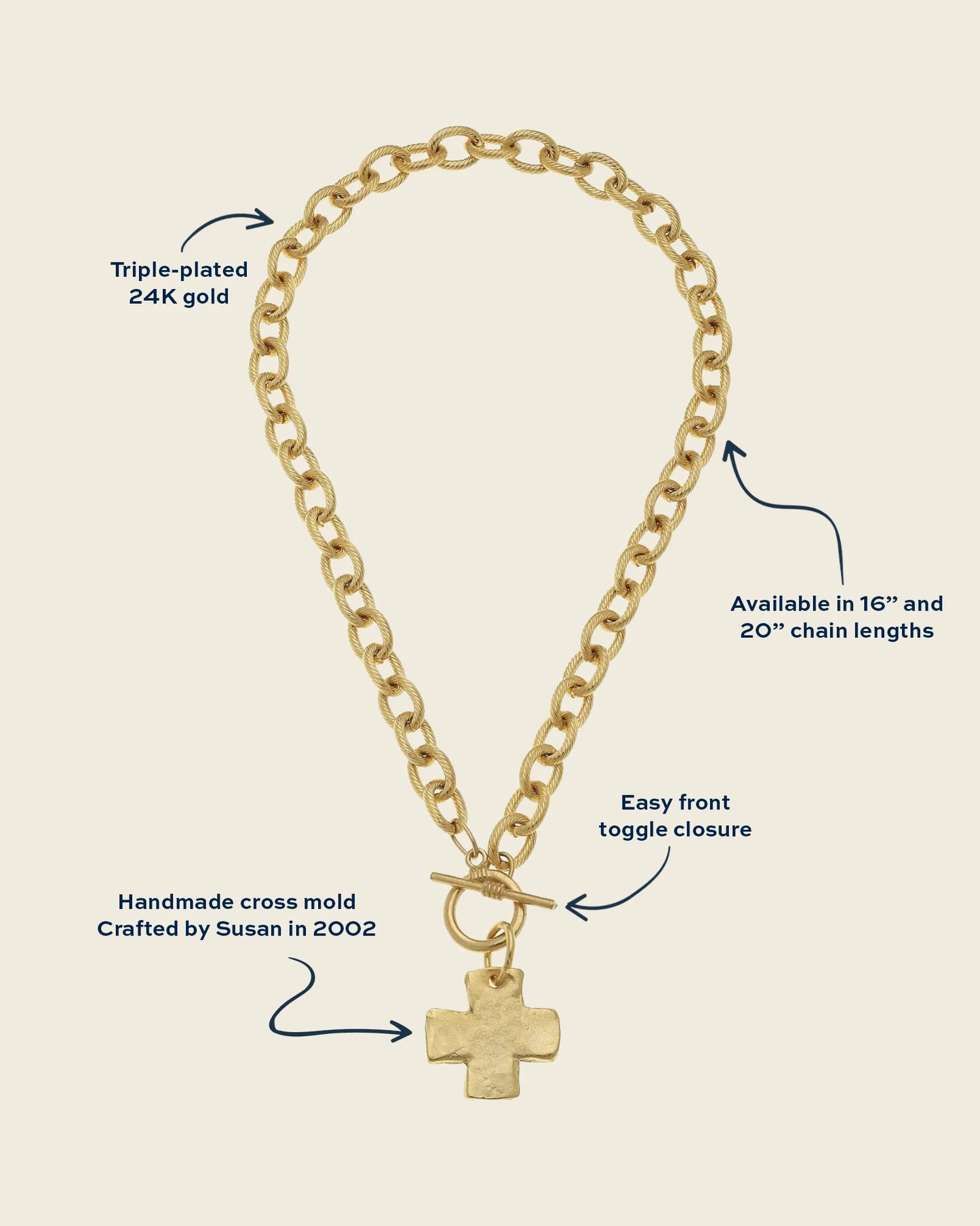 Susan Shaw - Necklace - Cross Toggle Necklace - Gold - Findlay Rowe Designs