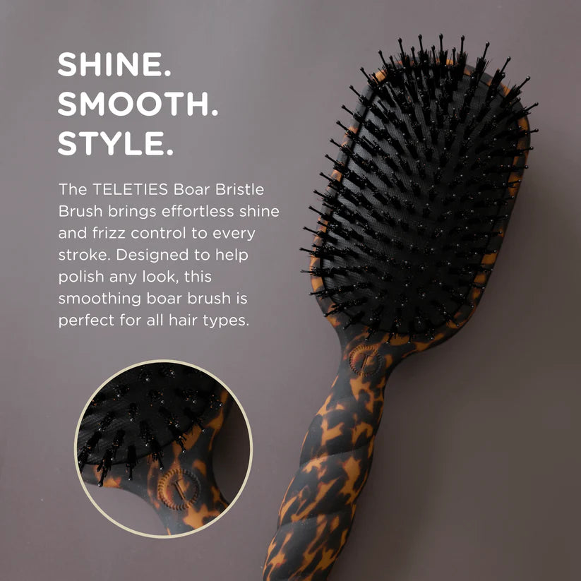 Teleties - Boar Bristle Hair Brush - Tan - Findlay Rowe Designs