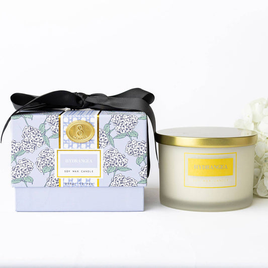 Candle - Hydrangea 3-Wick Soy Wax - Boxed - Findlay Rowe Designs