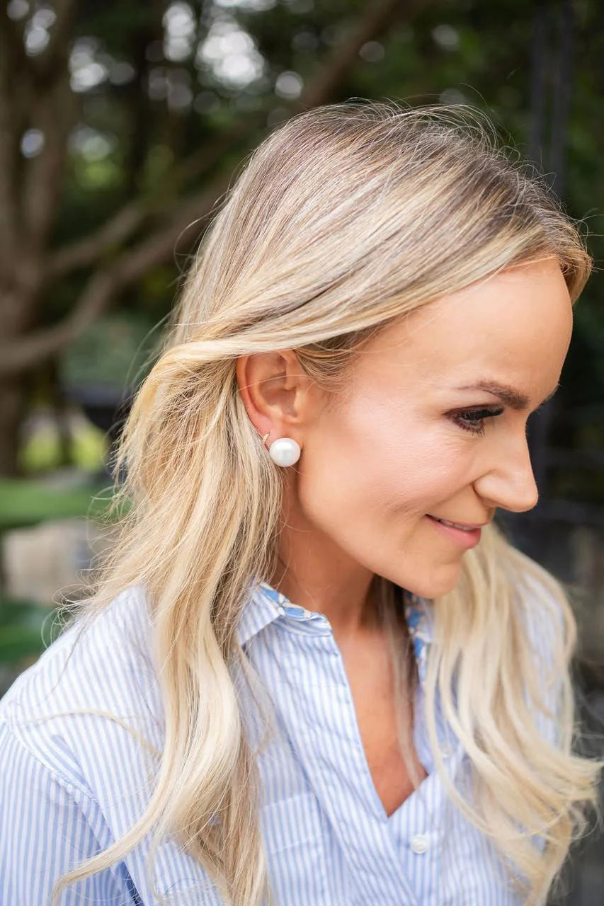 Lisi Lerch - Earrings - Barrett Pearl Studs - 16mm - Findlay Rowe Designs