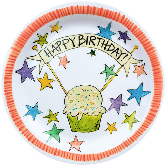 Plate - Happy Birthday - Cupcake - Coral Edge