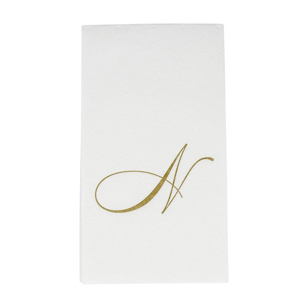 Caspari - Guest Towel Napkin - White Pearl-Paper Linen Napkin - Monogram - Findlay Rowe Designs