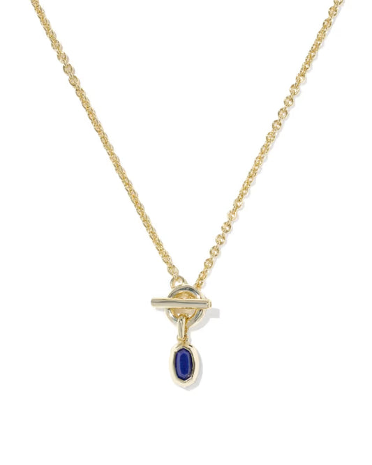 Kendra Scott - Necklace -  Mini Elisa Gold Toggle Short Pendant - Blue Lapis