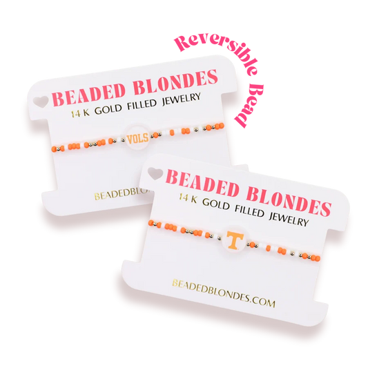 Beaded Blondes - Bracelet - Collegiate Charm - Tennessee Logo Flip on Color - Findlay Rowe Designs